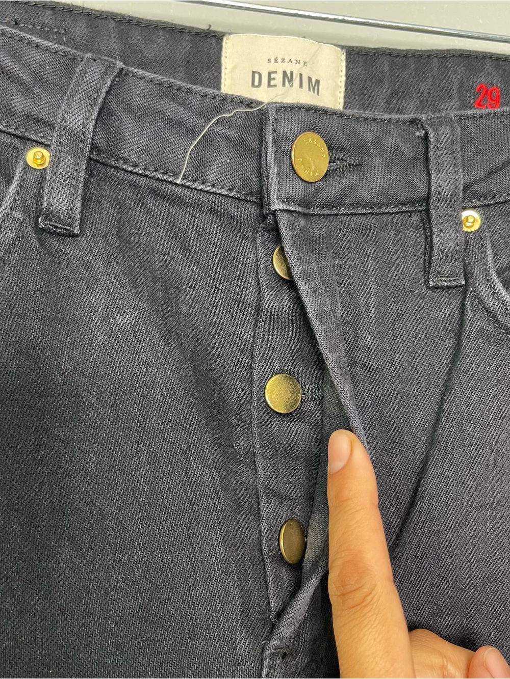 Sezane Denim Womens Straight Fit Cropped Black Jeans Sz 29 - Picture 3 of 6